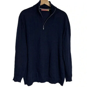Kuna XL dark navy 1/4 zip 100% baby alpaca men's‎ sweater